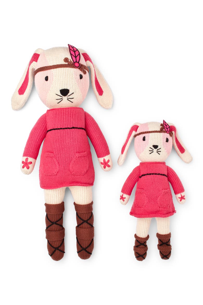 Bella Bunny 20" Hand-Knit Stuffed Animal, Main, color, PINK