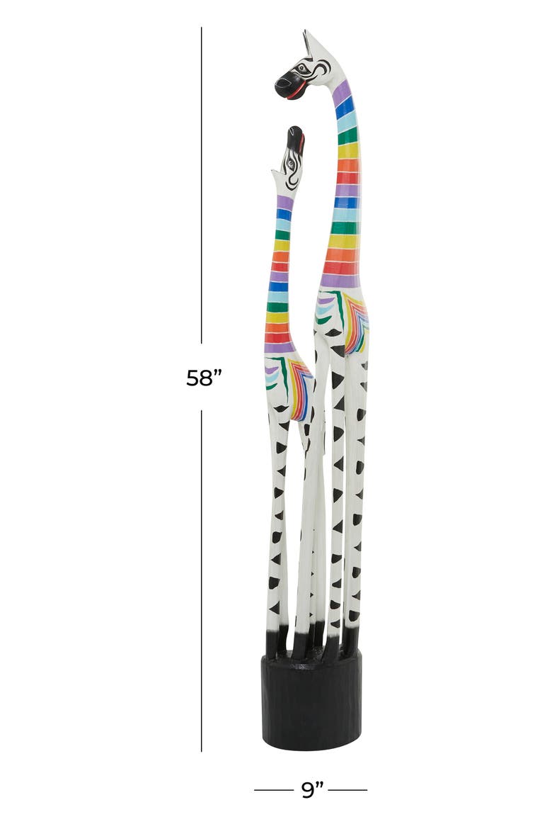 Multicolored Wood Striped Giraffe Sculpture, Alternate, color, SILVER