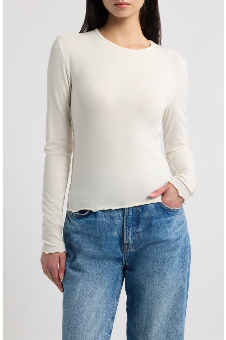 Curlita Long Sleeve T-Shirt, Main, color, OFF WHITE