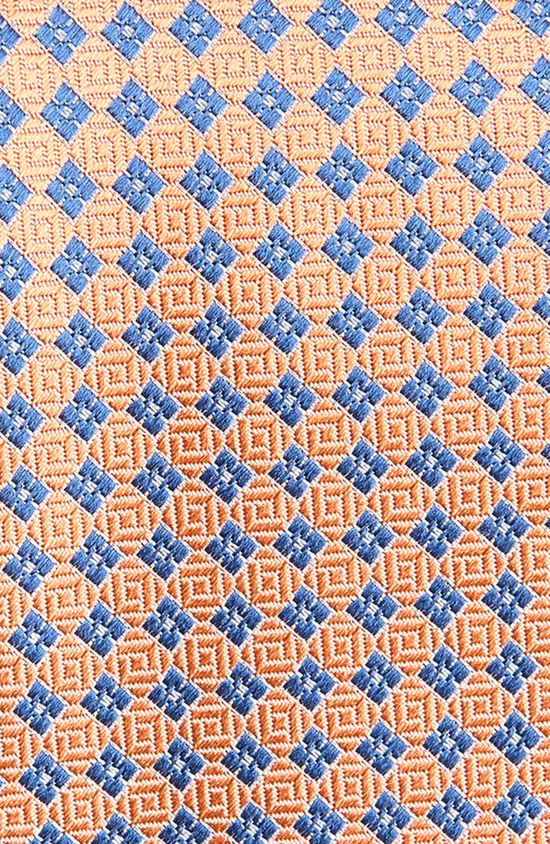David Donahue Neat Diamond Silk Jacquard Tie, Alternate, color, Orange