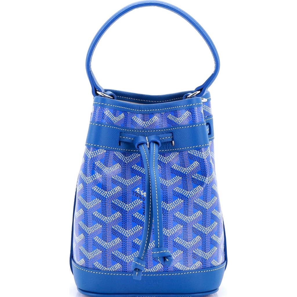 Pre-owned Goyard  Goyard Petit Flot Bucket Bag Coated Canvas Pm In Blue
