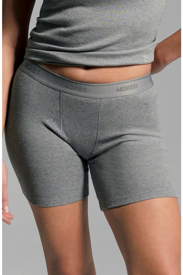 Baller Pima Cotton Blend Rib Boxer Briefs, Main, color, HEATHER GREY