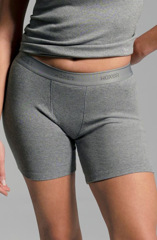 Woxer Baller Pima Cotton Blend Rib Boxer Briefs In Gray
