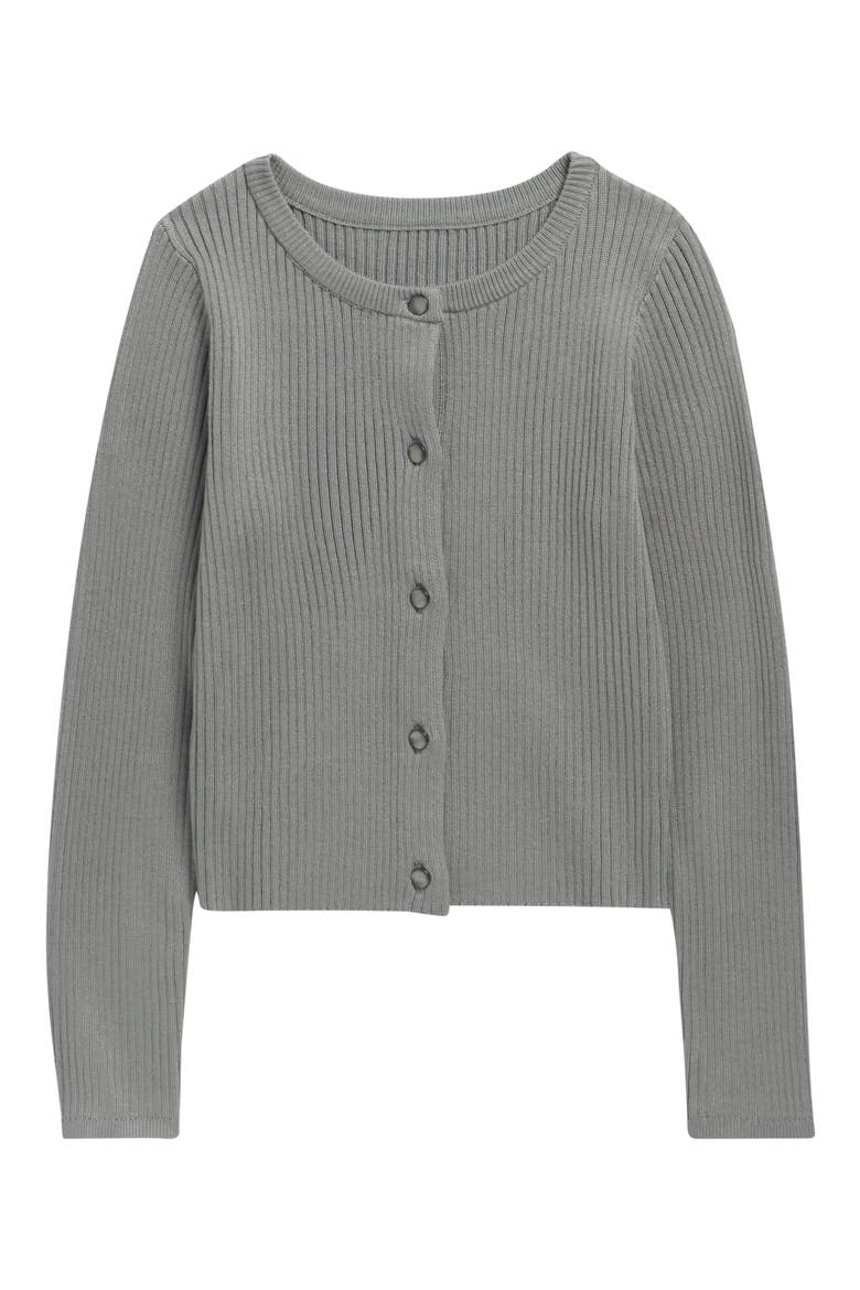 Kids' Cropped Rib Cardigan, Main, color, GREY