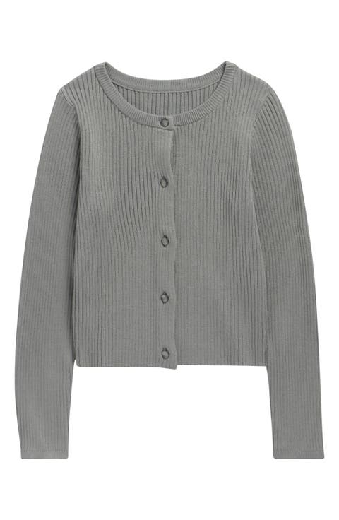 Kids' Cropped Rib Cardigan