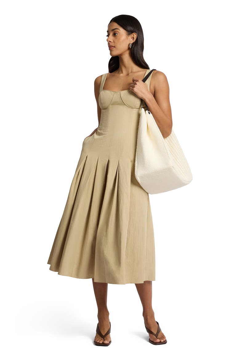 Sweetheart Pleated Dress, Alternate, color, Jute