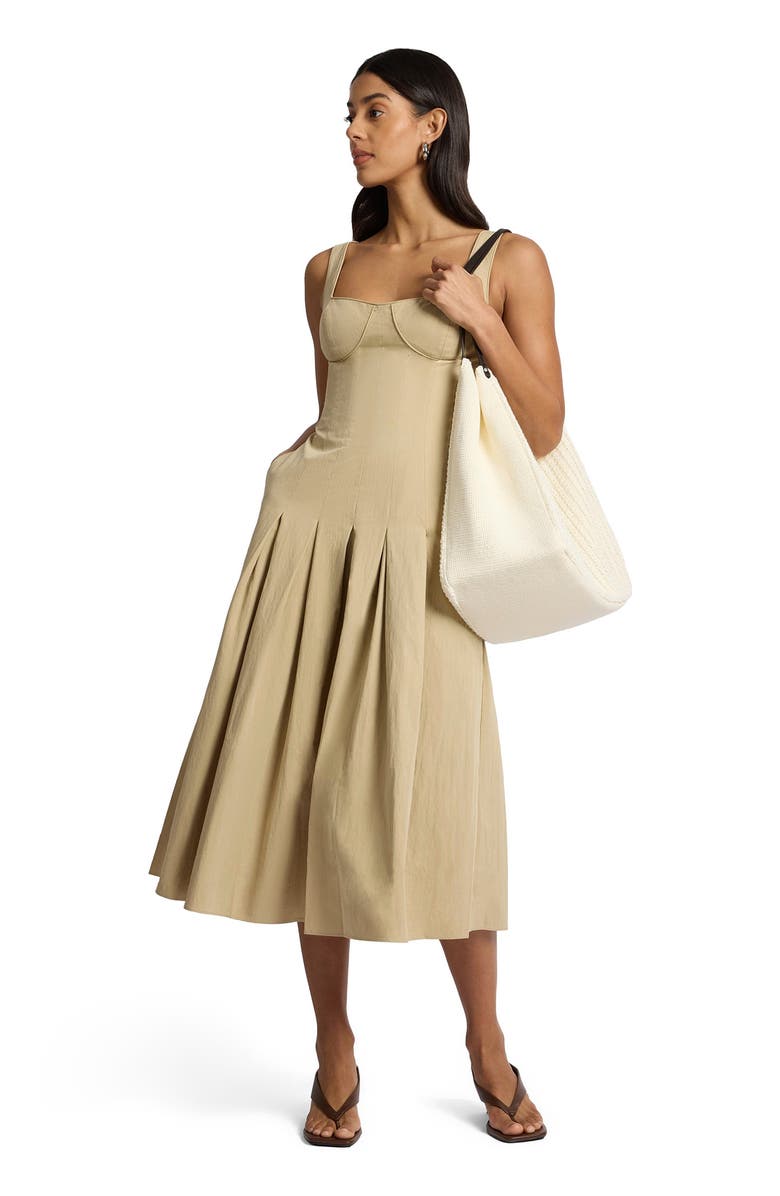 Onia Sweetheart Pleated Dress, Alternate, color, Jute