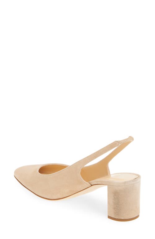 Ann Mashburn Block Heel Slingback Pump In Camel Suede