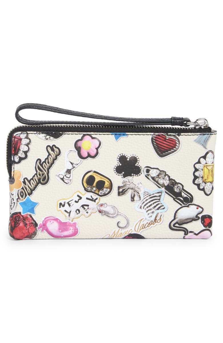 Marc Jacobs Sticker Print Wristlet, Alternate, color, White Multi