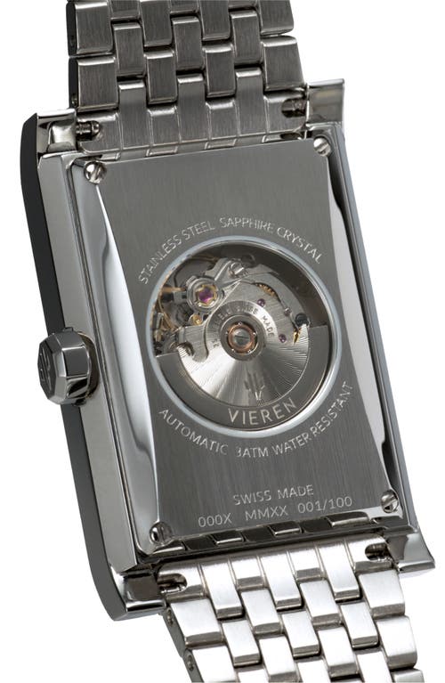 Vieren White Diamond Swiss Automatic Watch In Silver