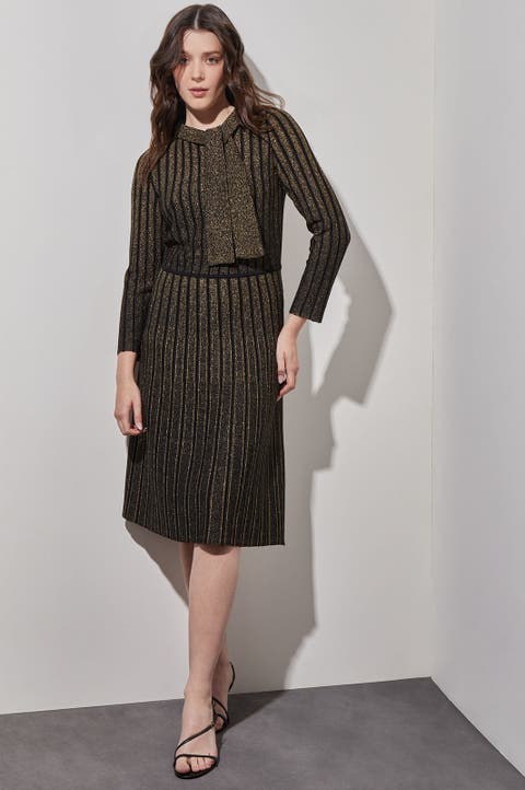 Knee Length A-Line Ribbed Knit Dress
