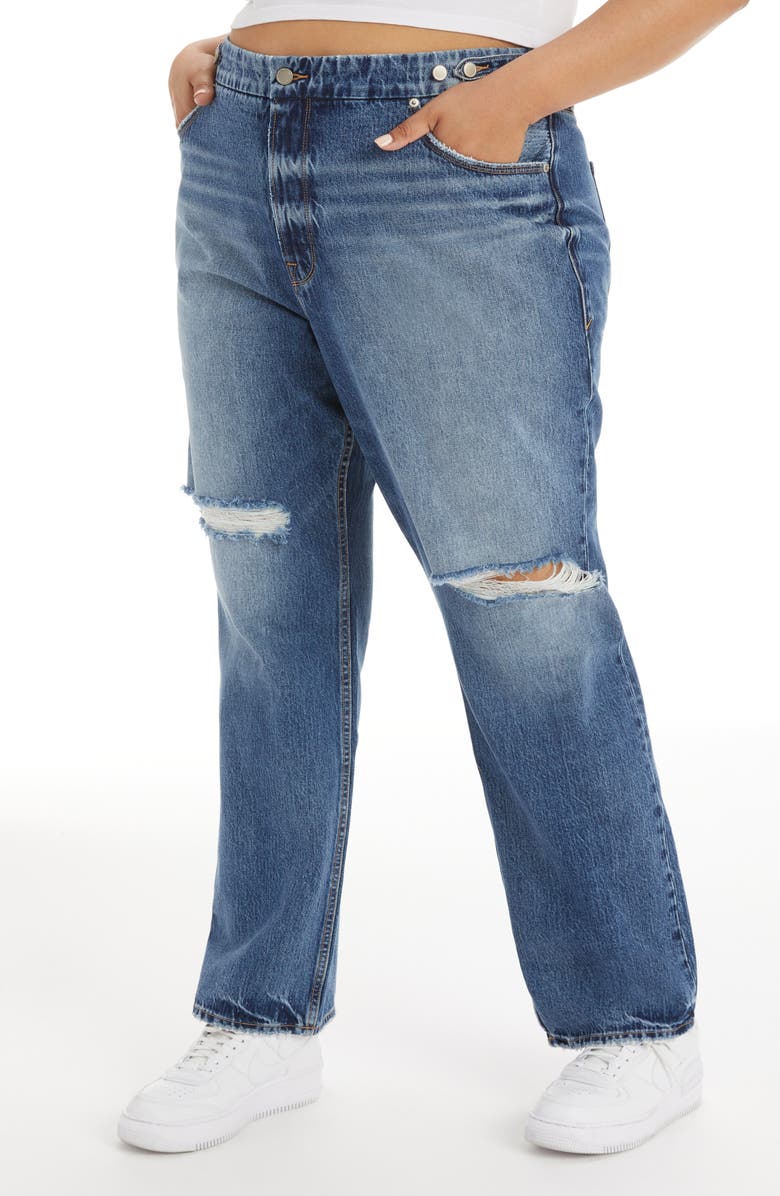 Good American Good '90s Ripped Straight Leg Jeans, Alternate, color, 