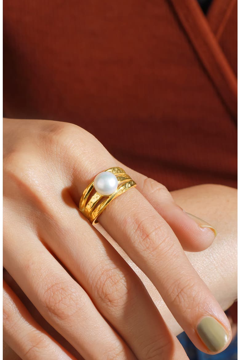 Cultured Pearl Split Band Ring, Alternate, color, WHITE