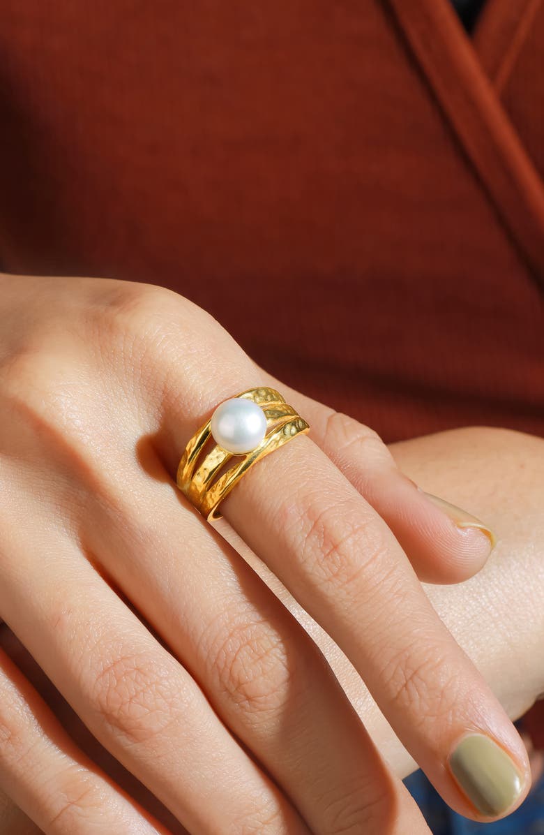 YS GEMS Cultured Pearl Split Band Ring, Alternate, color, White