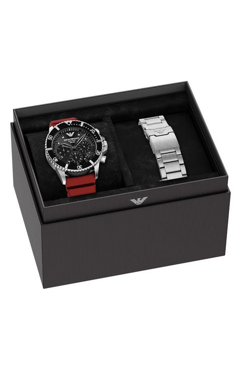 World Explorer Solar Chronograph Bracelet Watch Set, 43mm