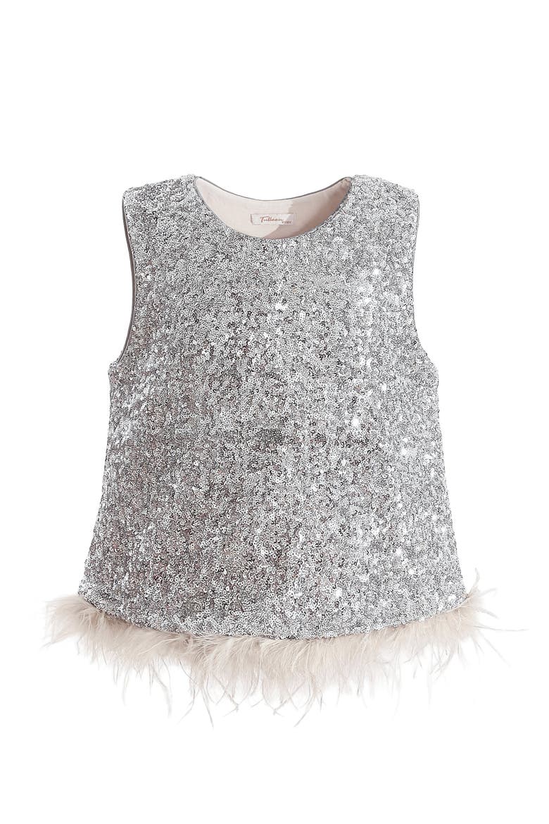 Sequin Feather-Trim Set, Alternate, color, Grey