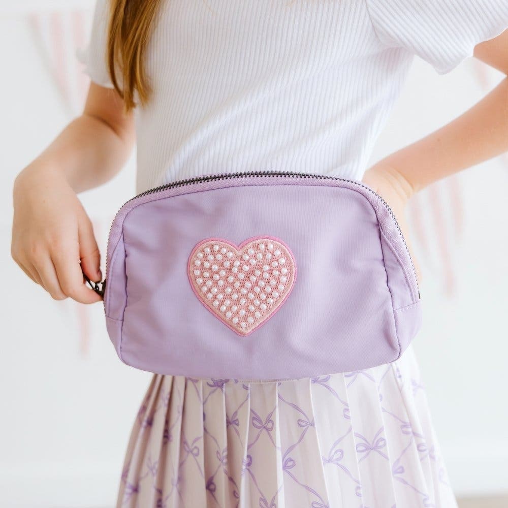 Sweet Wink Pearl Heart Patch Belt Bag, Alternate, color, Lavender