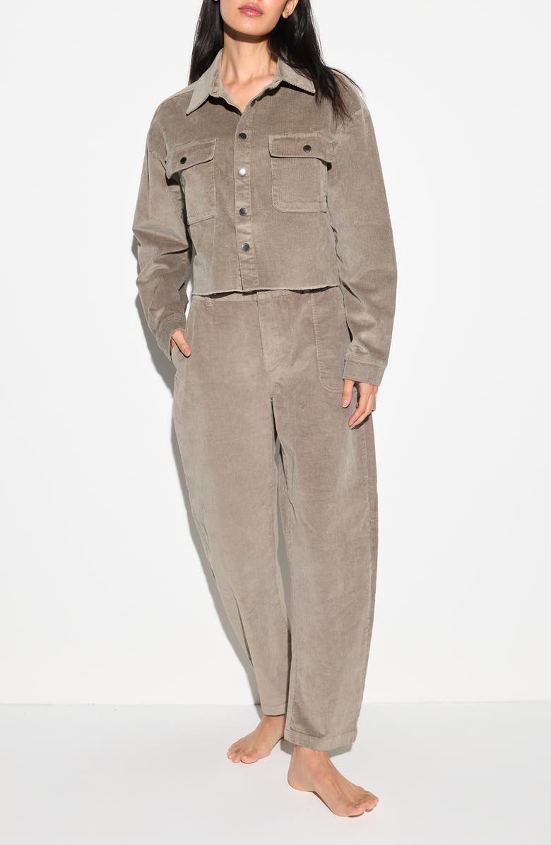 Spiritual Gangster Everly Crop Corduroy Shirt Jacket, Alternate, color, Khaki