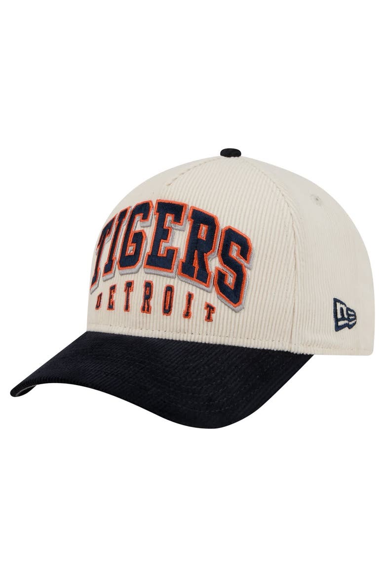 Men's New Era  Cream/Navy Detroit Tigers Sided Corduroy 9FORTY A-Frame Adjustable Hat, Alternate, color, Cream