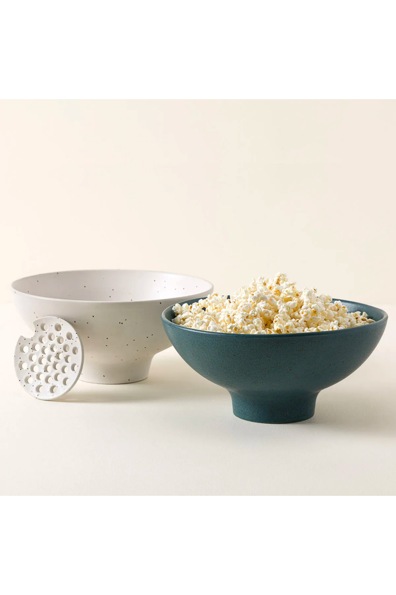 The Popcorn Bowl with Kernel Sifter, Main, color, Speckled White