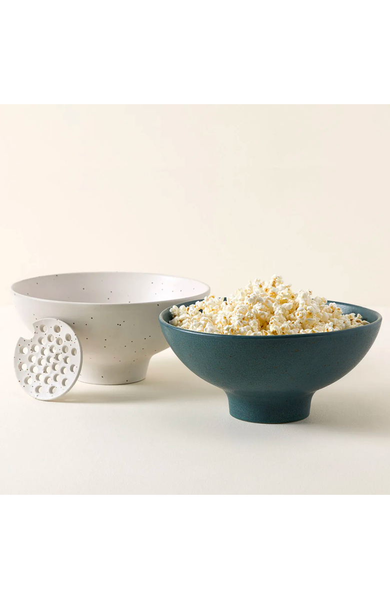 Uncommon Goods The Popcorn Bowl with Kernel Sifter, Main, color, Speckled White