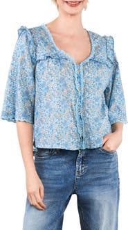 Billy T Happy Allie Floral Cotton Blend Button-Up Shirt