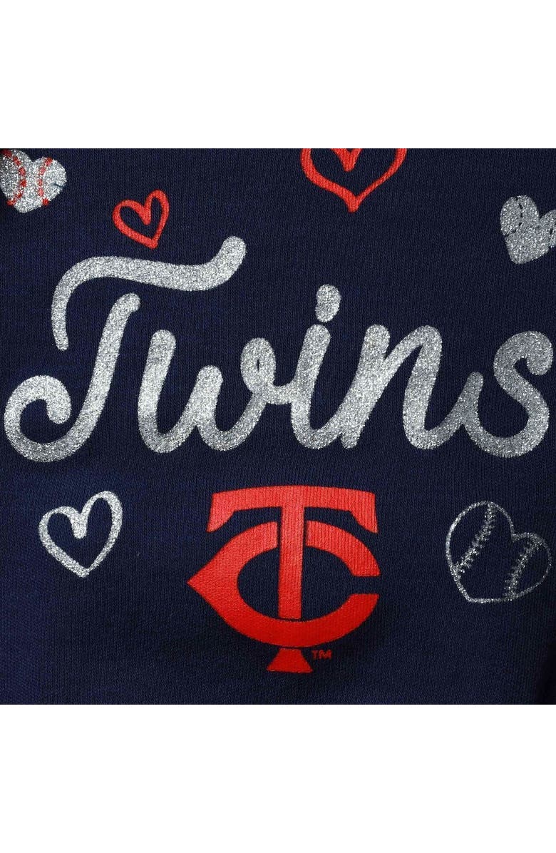 Outerstuff Girls Newborn & Infant Navy Minnesota Twins 3-Piece Home Plate Bodysuit Bib & Booties Set, Alternate, color,