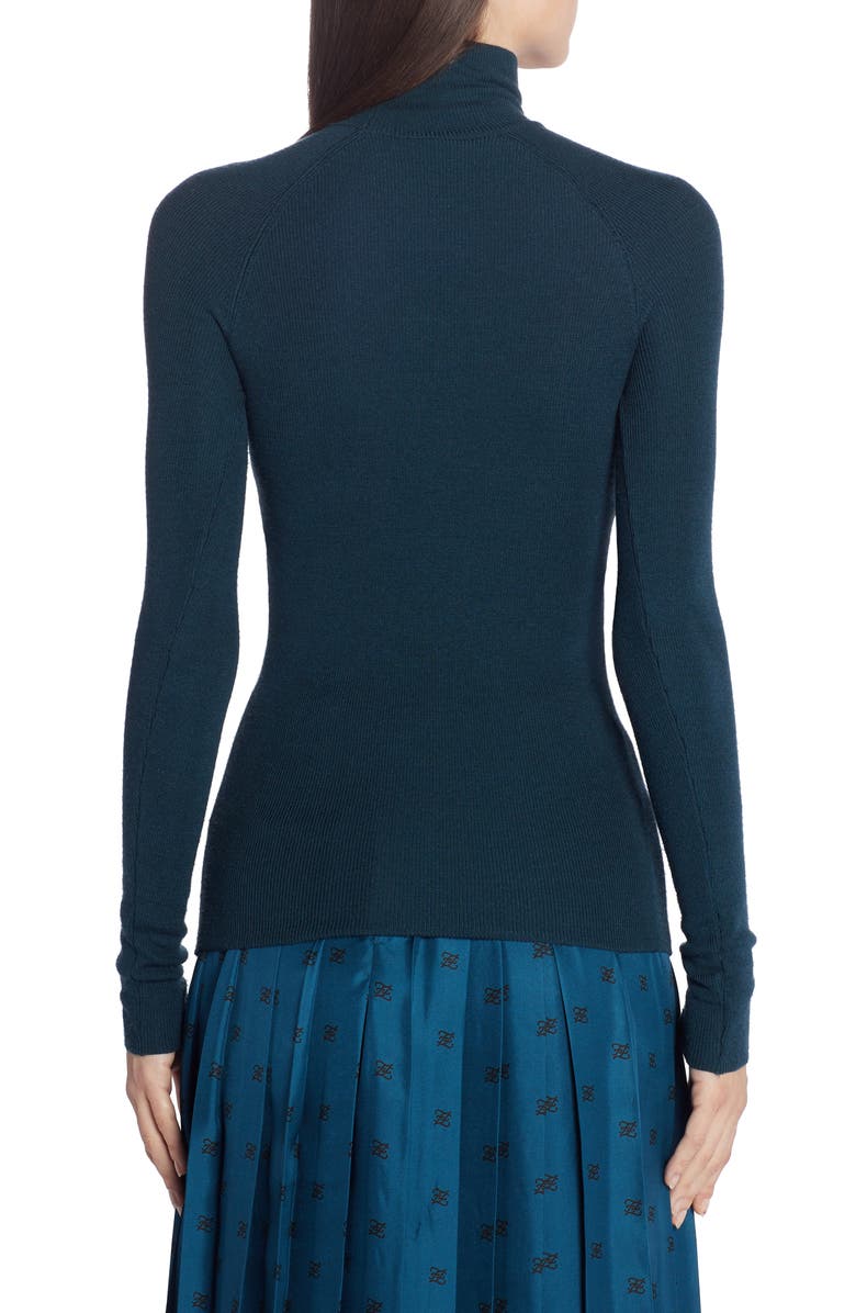 Fendi High Neck Rib Wool Blend Sweater, Alternate, color,