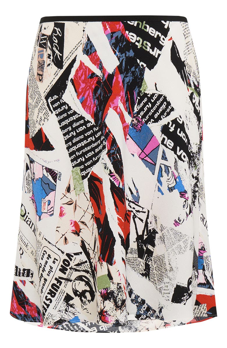 DVF Mae Pop Art Newspaper Print Skirt, Alternate, color, 