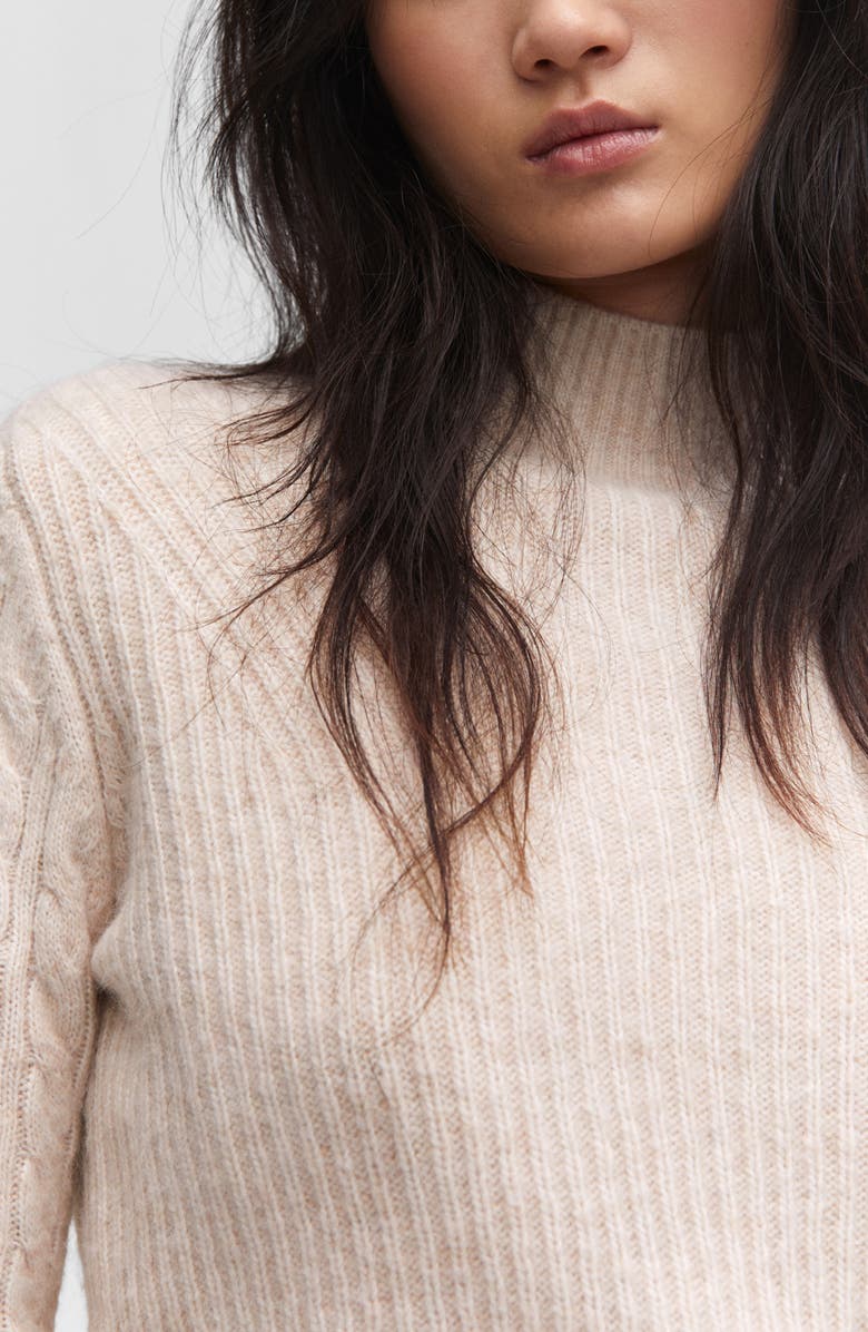 MANGO Mixed Stitch Crop Mock Neck Sweater, Alternate, color, 
