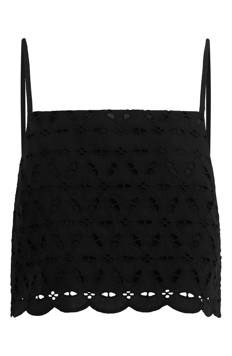Favorite Daughter The Pretty Please Eyelet Embroidered Cotton Crop Camisole, Alternate, color, Black