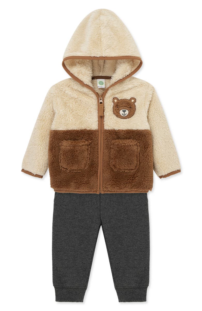 Little Me Colorblock Fleece Jacket, Stripe Thermal T-Shirt & Pants Set, Alternate, color, Multi