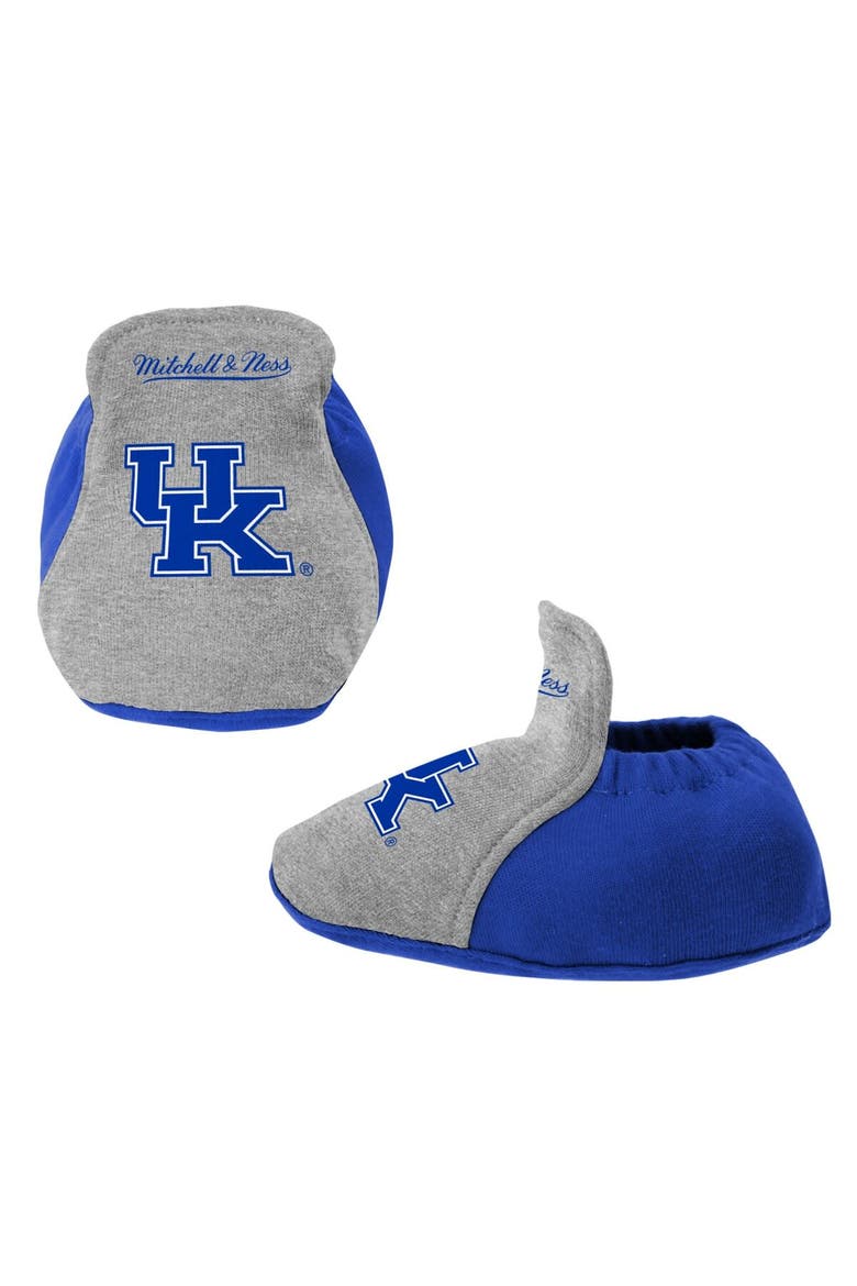 Infant Mitchell & Ness Royal/Heather Gray Kentucky Wildcats 3-Pack Bodysuit, Bib and Bootie Set, Alternate, color, Royal