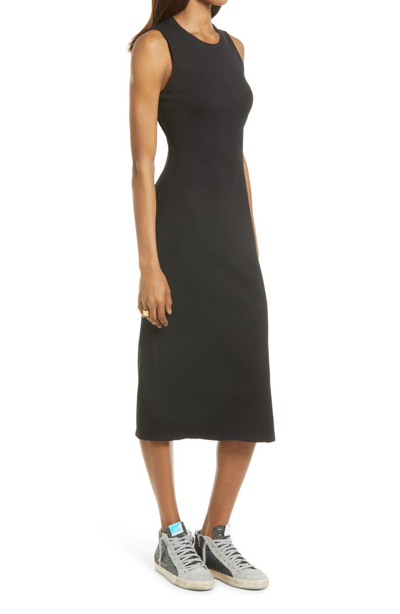 Treasure & Bond Rib Cutout Cotton Stretch Midi Dress, Alternate, color,