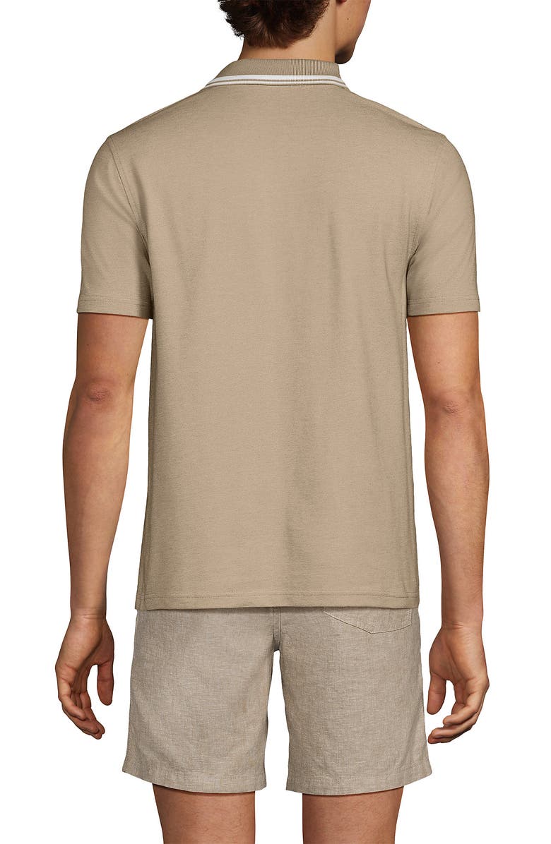 Lands' End Short Sleeve Pique Johnny Collar Polo, Alternate, color, 