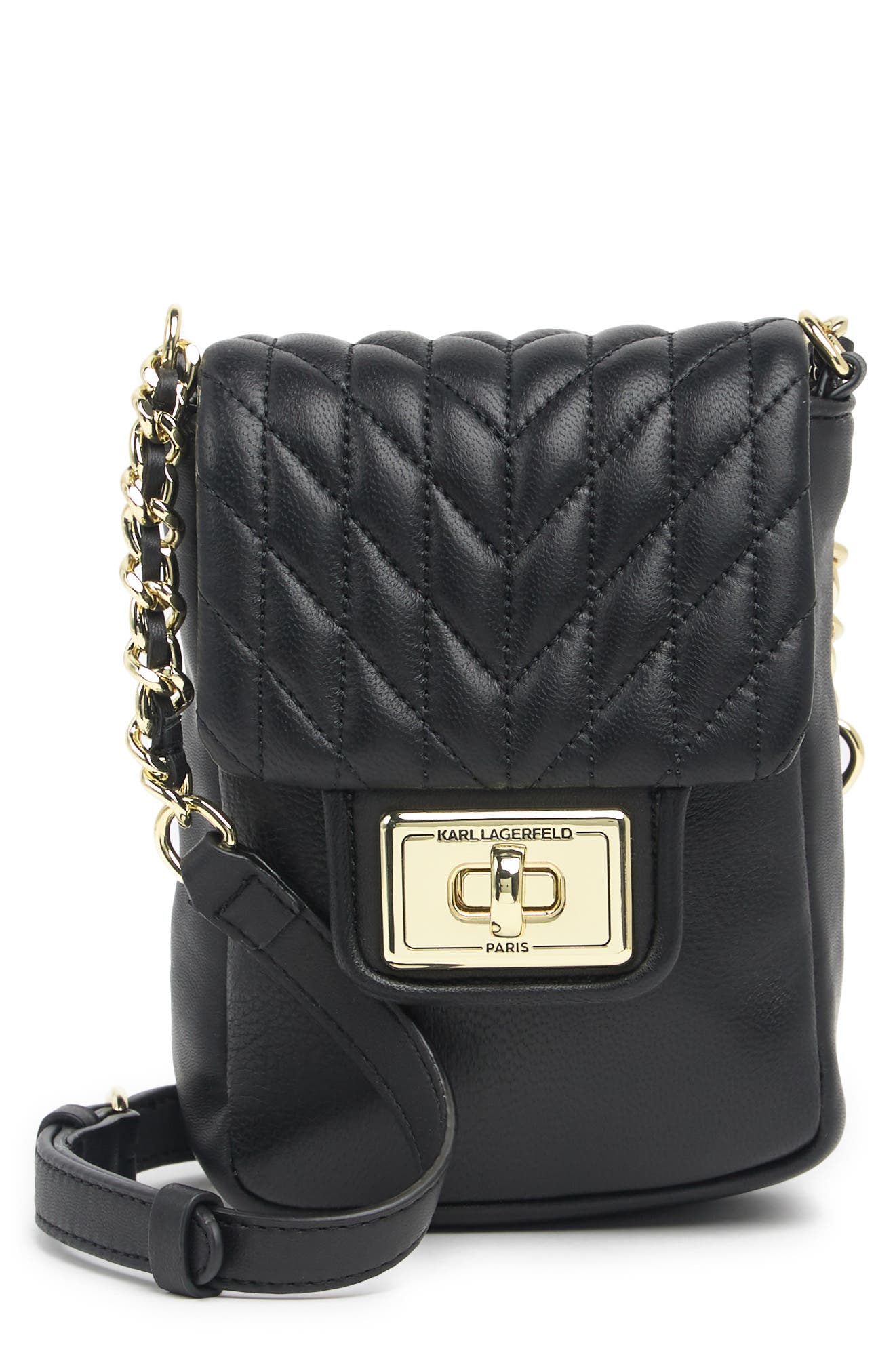 KARL LAGERFELD PARIS Agyness Leather Crossbody Bag, Main, color, 