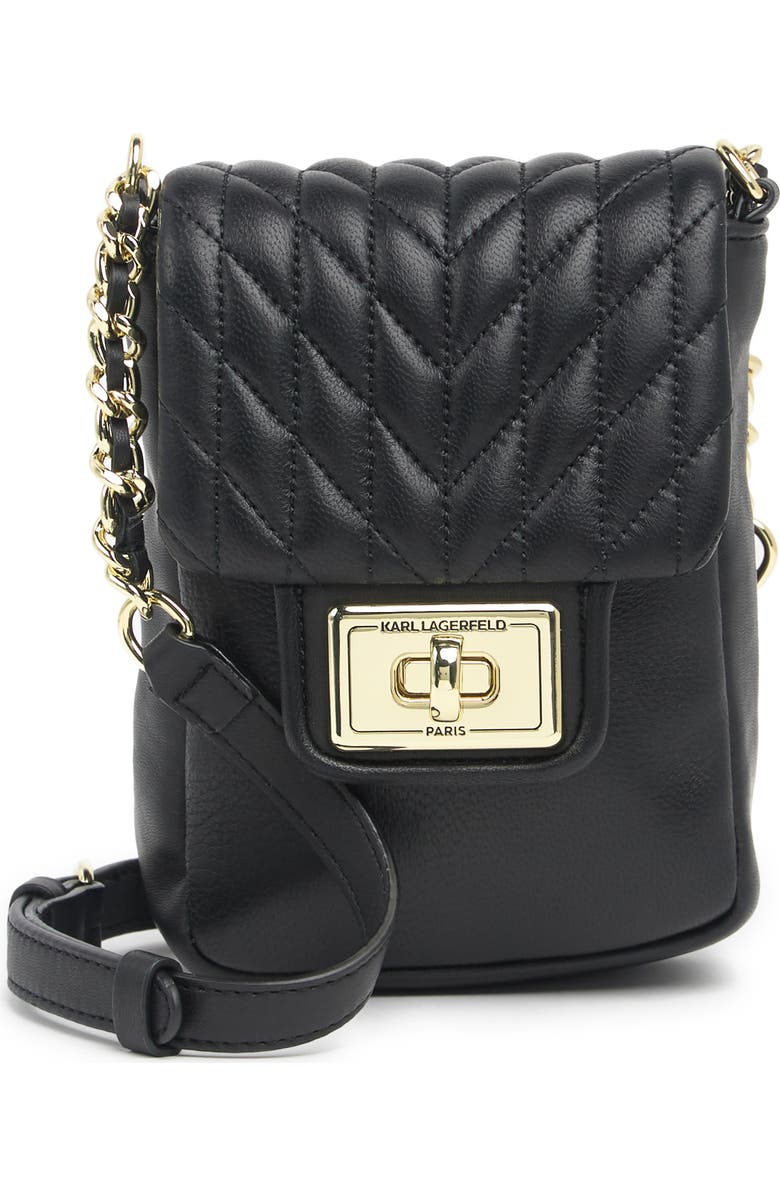 KARL LAGERFELD PARIS Agyness Leather Crossbody Bag, Main, color,