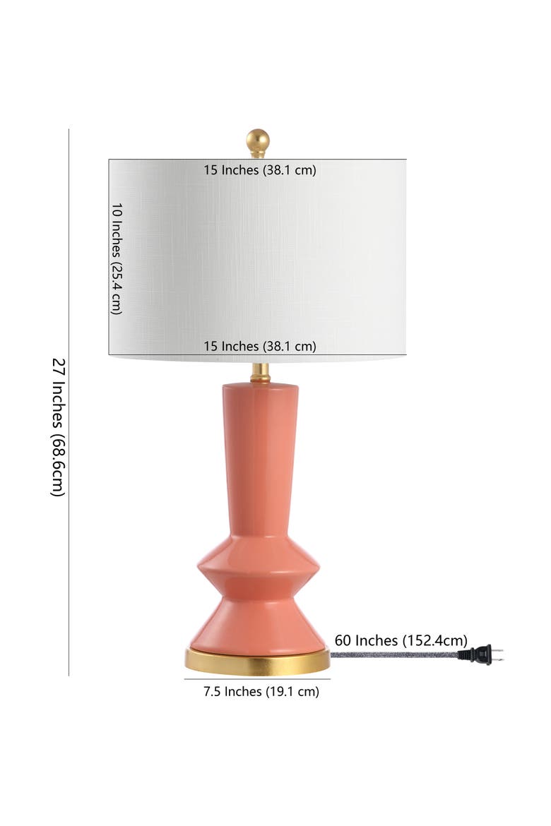 Ziggy Ceramic/Iron Contemporary Glam LED Table Lamp, Main, color, Coral/Brass Gold