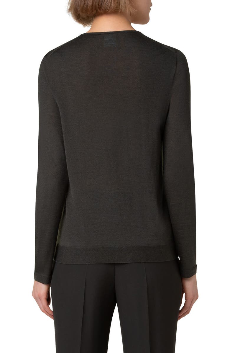 Akris Cashmere & Silk Crewneck Sweater, Alternate, color, Kale Green