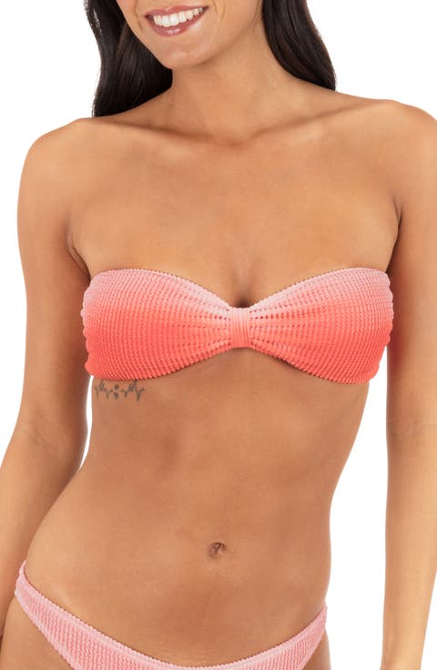 Ombré Scrunch Bandeau Strapless Bikini Top