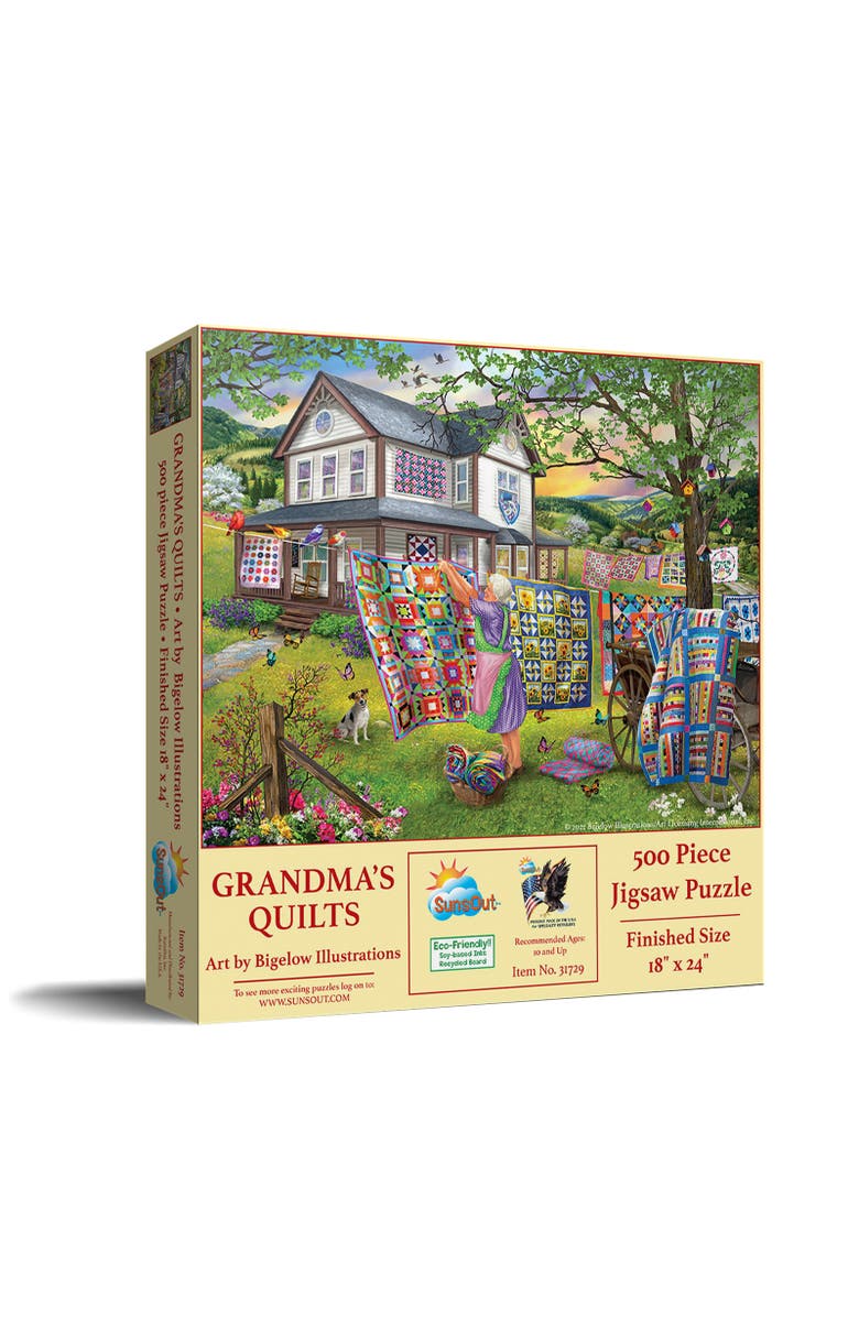 Sunsout Grandma's Quilts 500 piece Jigsaw Puzzle for Adults, Main, color, Multicolor