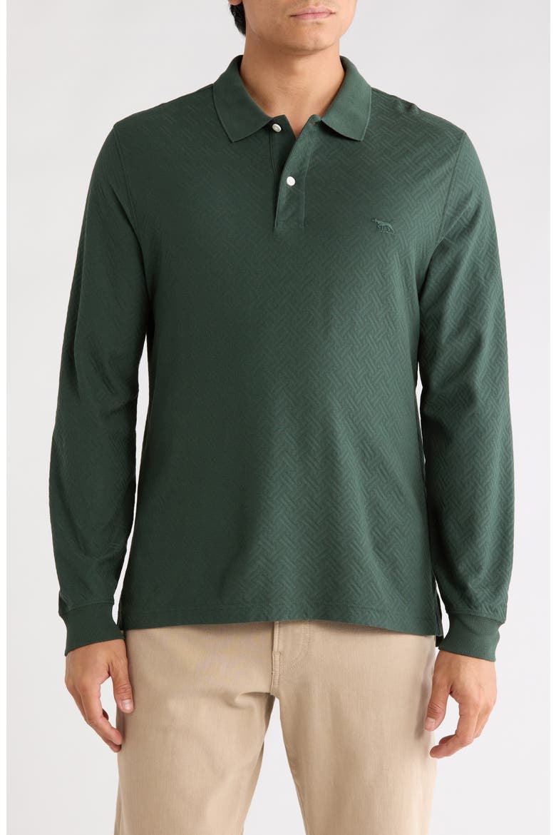 Long Sleeve Cotton Jacquard Polo, Main, color, PINE