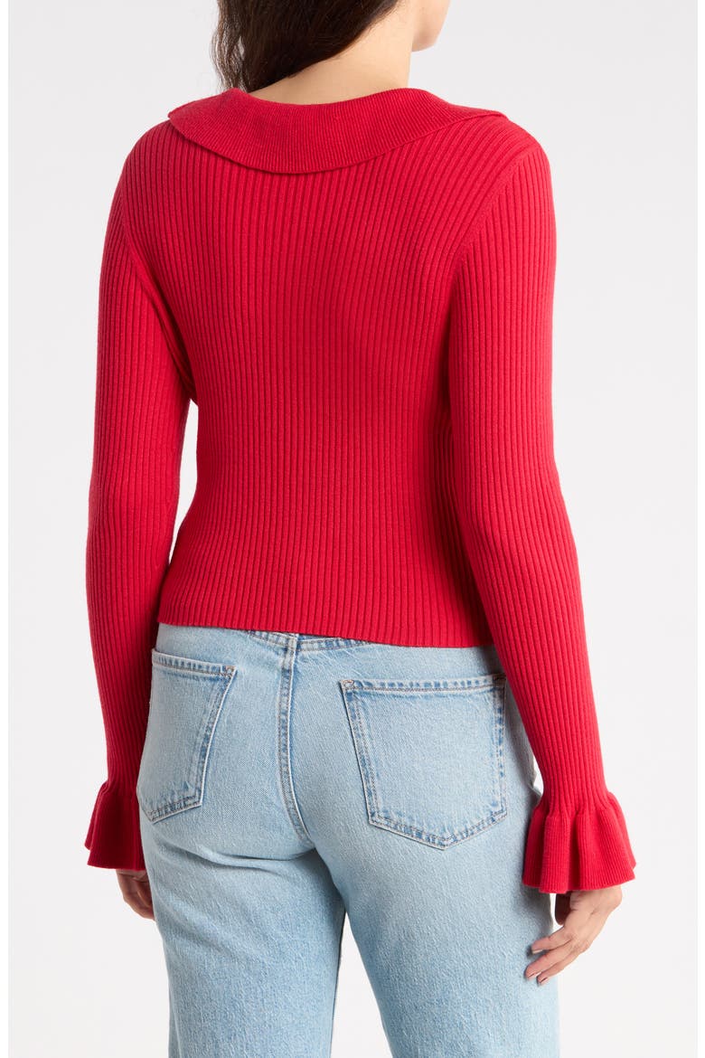 Ruffled Collar Bell Sleeve Sweater, Alternate, color, TANGO RED