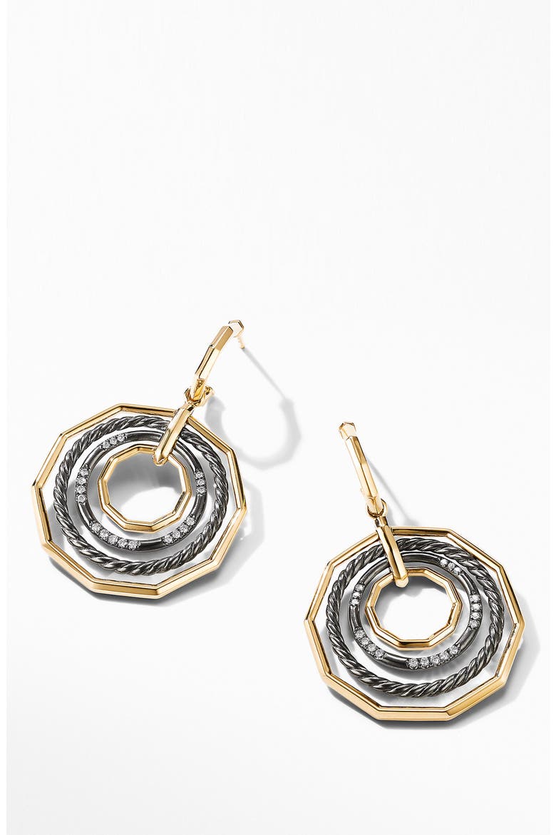 Stax Large Drop Earrings in Blackened Silver with Diamonds, Alternate, color, BLACK RHODIUM/ GOLD/ DIAMOND