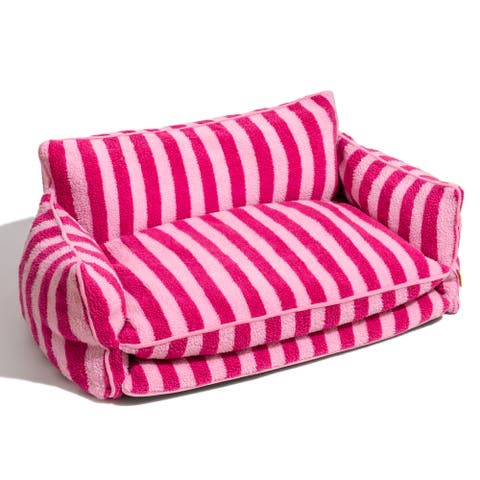 Striped Faux Lambswool Double Layer Pet Sofa Bed