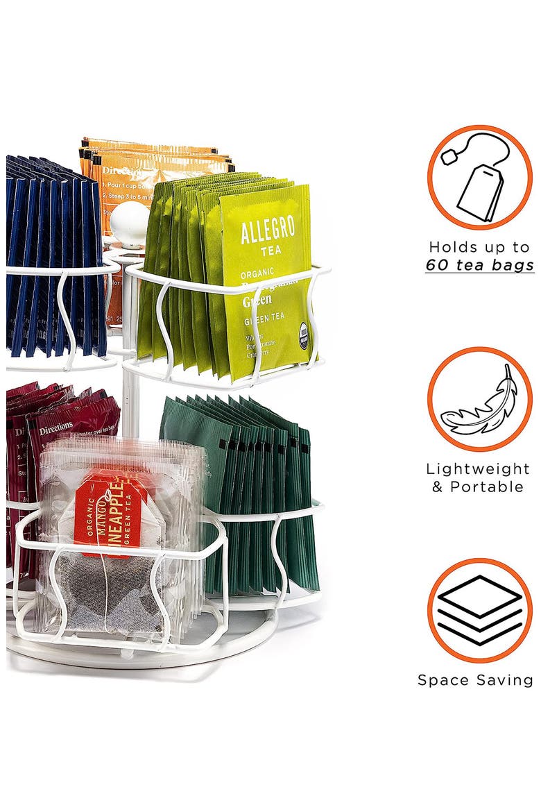 2-Tier Tea Bag Organizer, Alternate, color, WHITE