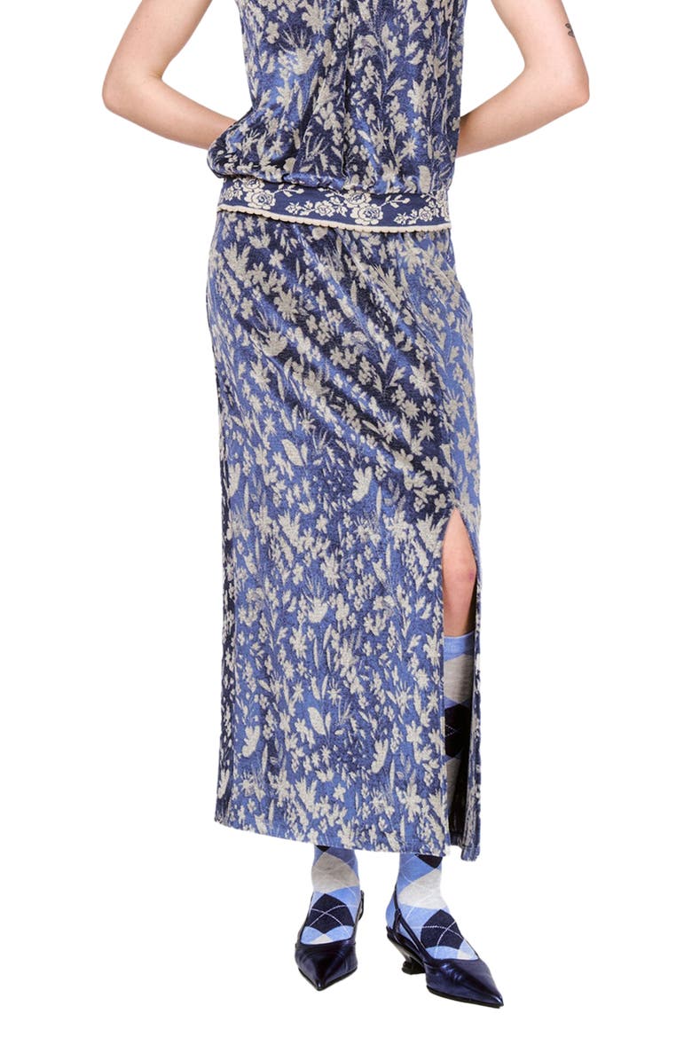 Anna Sui Bluebell Velour Maxi Skirt, Alternate, color, 