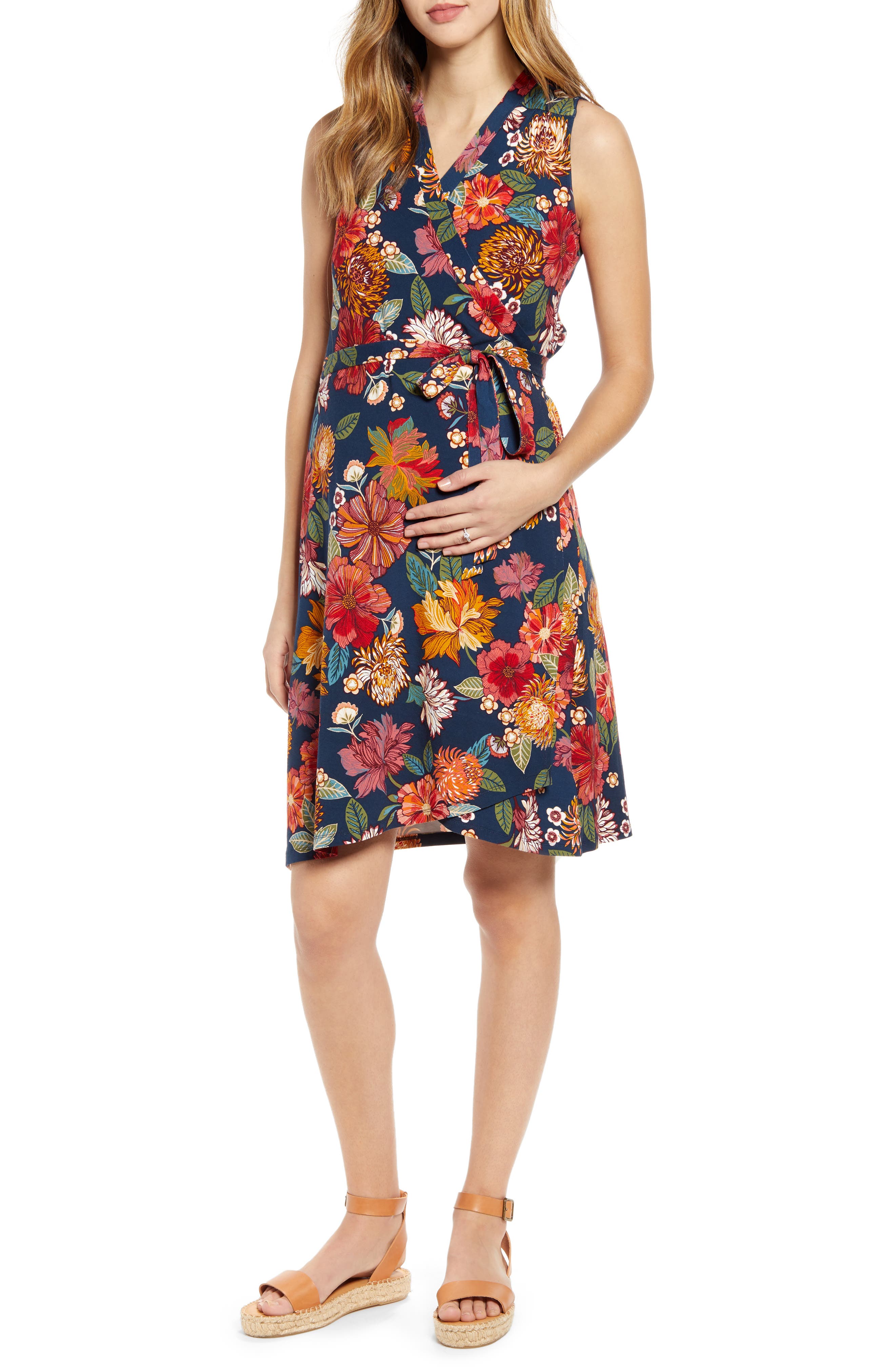 Print Maternity Wrap Dress