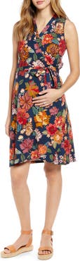 Angel Maternity Print Maternity Wrap Dress