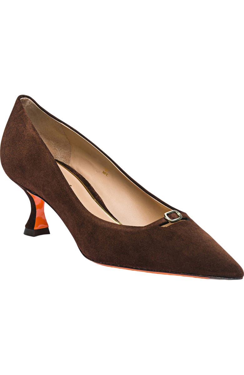 Santoni Women's suede mid-heel pump, Alternate, color, Brown
